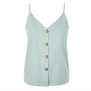 ⭐️Topshop⭐️Button Up Linen Tank. Sage Green